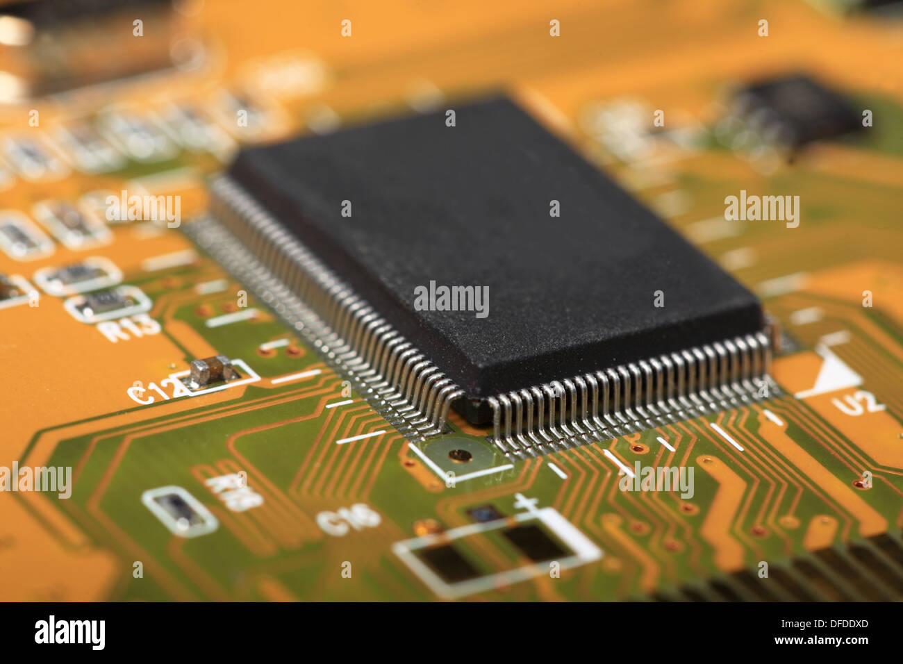 Printed Circuit Board with many electrical components, electronics ...