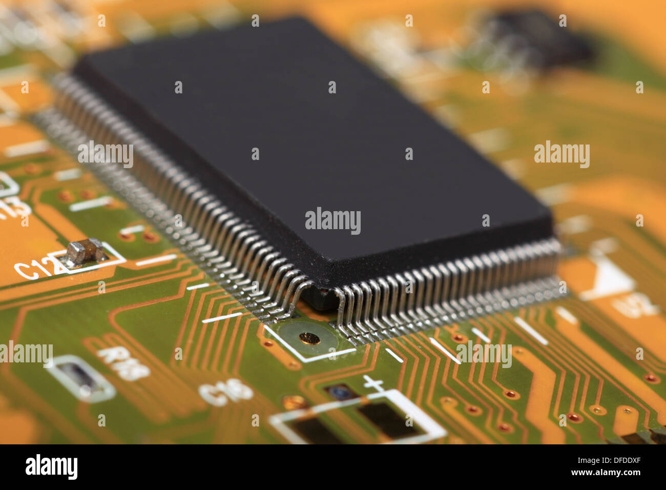 Printed Circuit Board with many electrical components, electronics ...