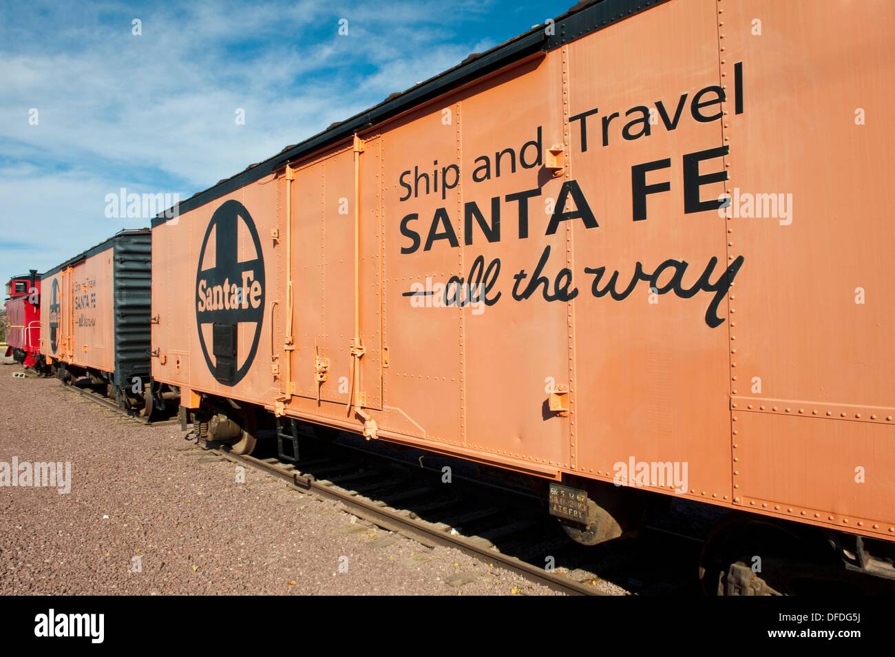 Needles, California Antique rail cars of the famous Santa Fe railroad