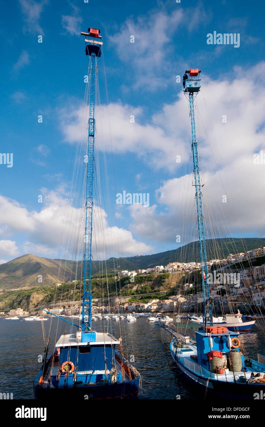 Swordfish fishing boats, Chianalea, Scilla, Calabria, Italy Stock Photo