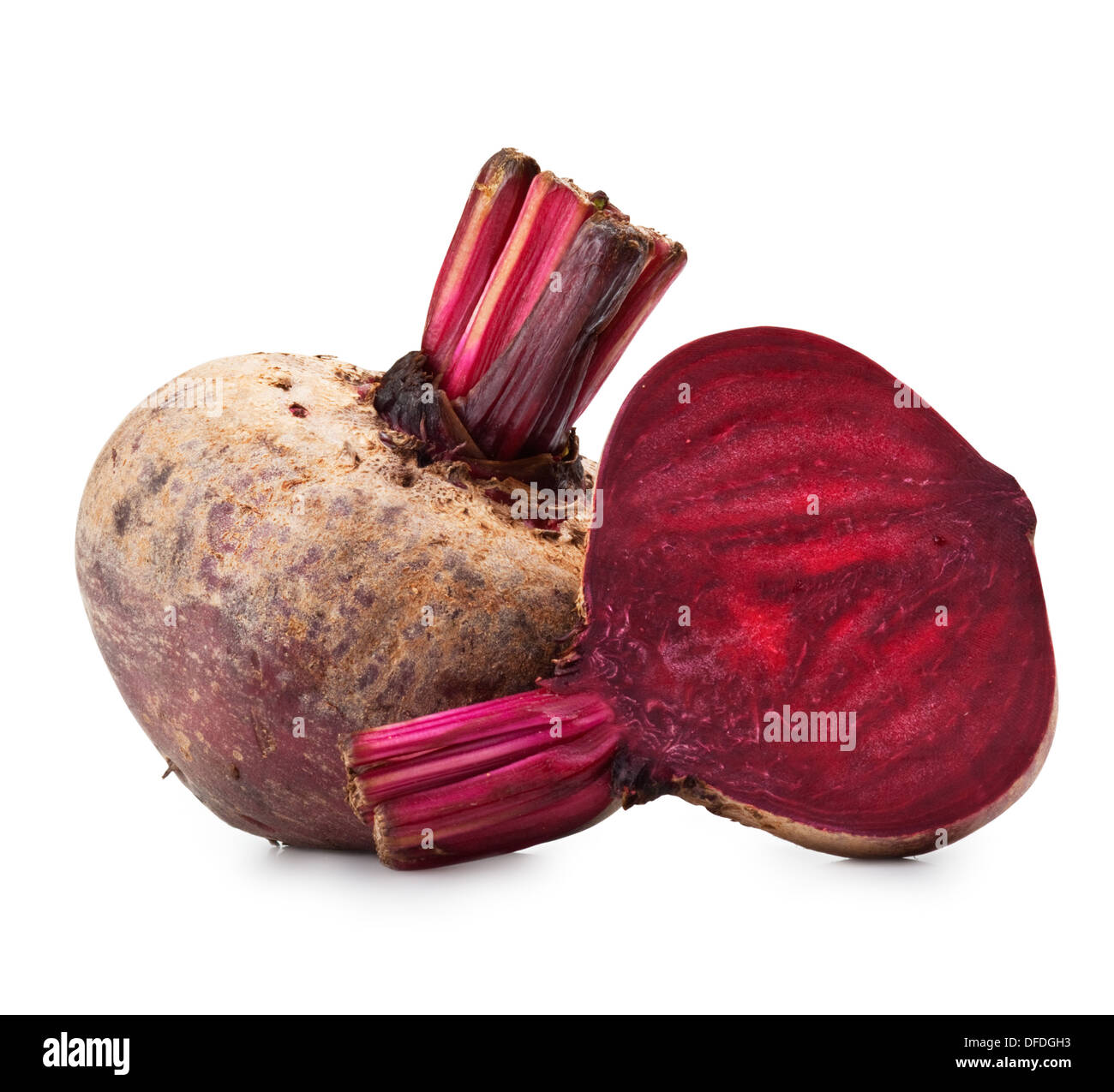 Beet purple vegetable isolated on white background + Clipping Path Stock Photo