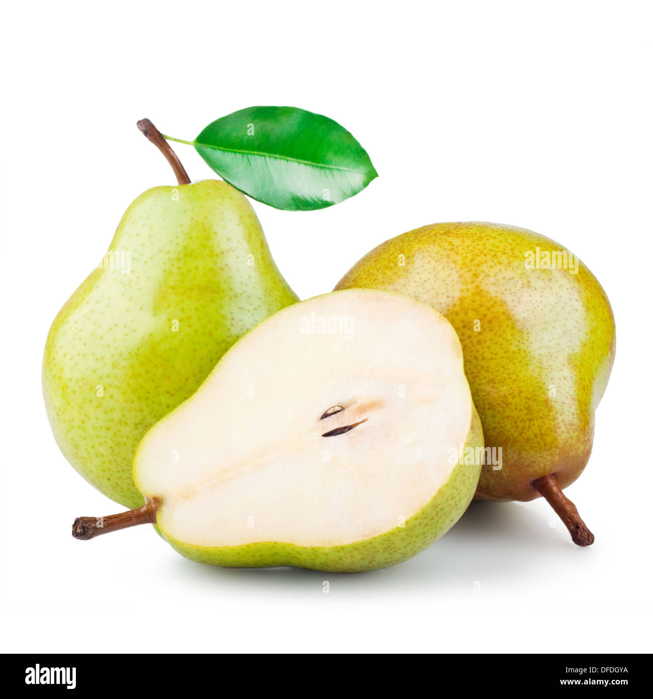 three ripe pears isolated on white background Stock Photo