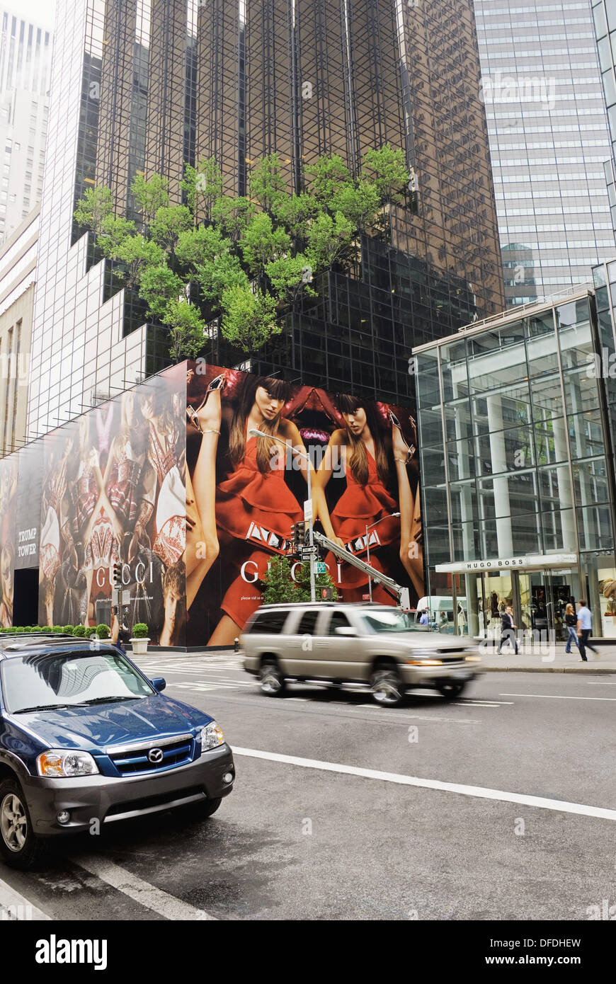 5th Avenue, Trump Tower with Gucci Advertising and Hugo Boss Store Front,  Manhattan, New York City, New York, USA Stock Photo - Alamy
