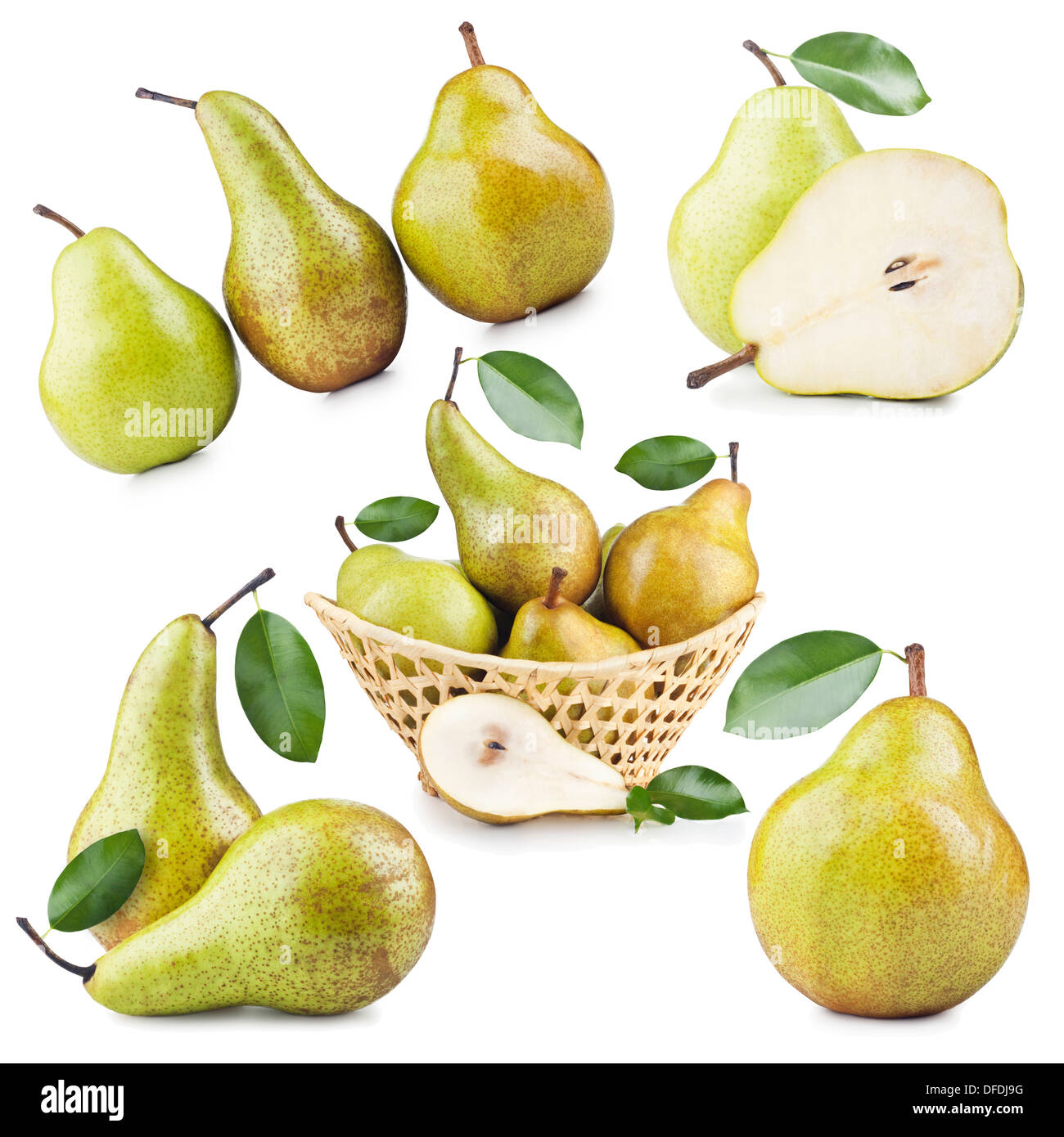 Set of Ripe Pear Fruits Isolated on White Background Stock Photo - Alamy