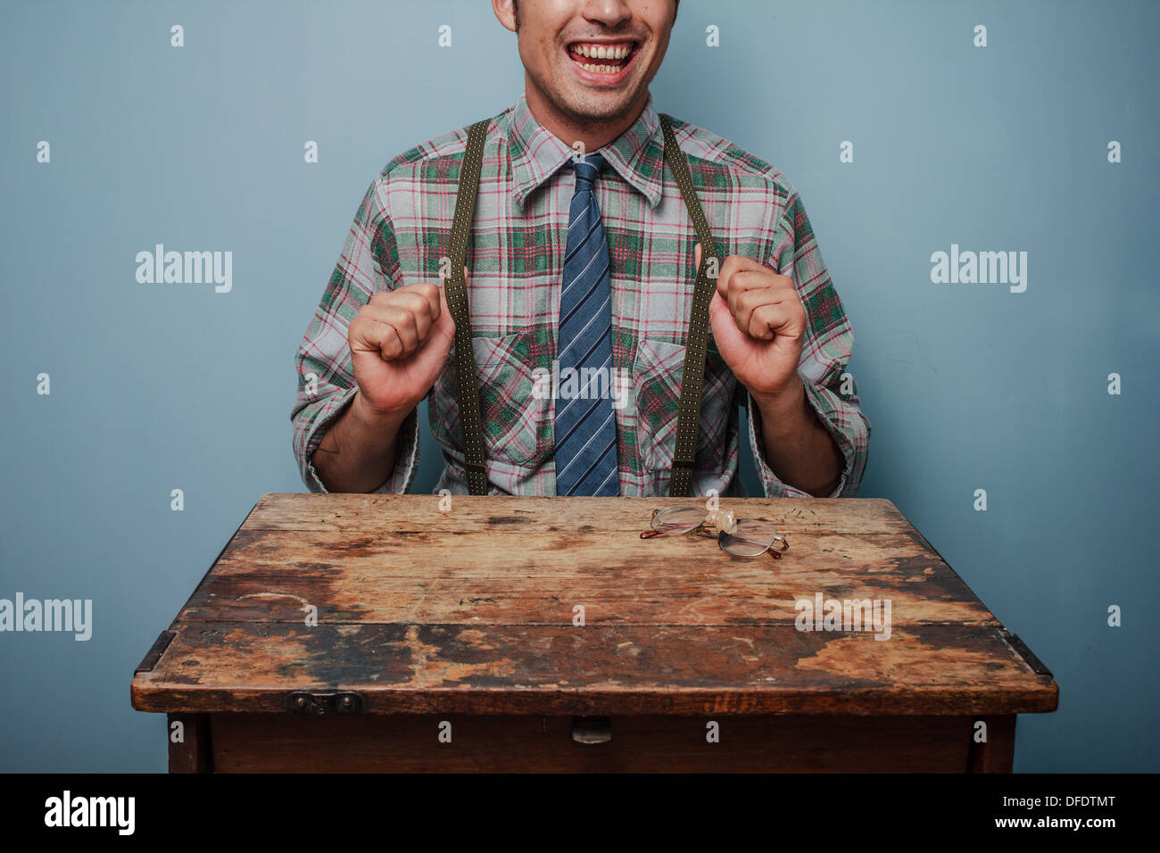 Old school desk hi-res stock photography and images - Alamy