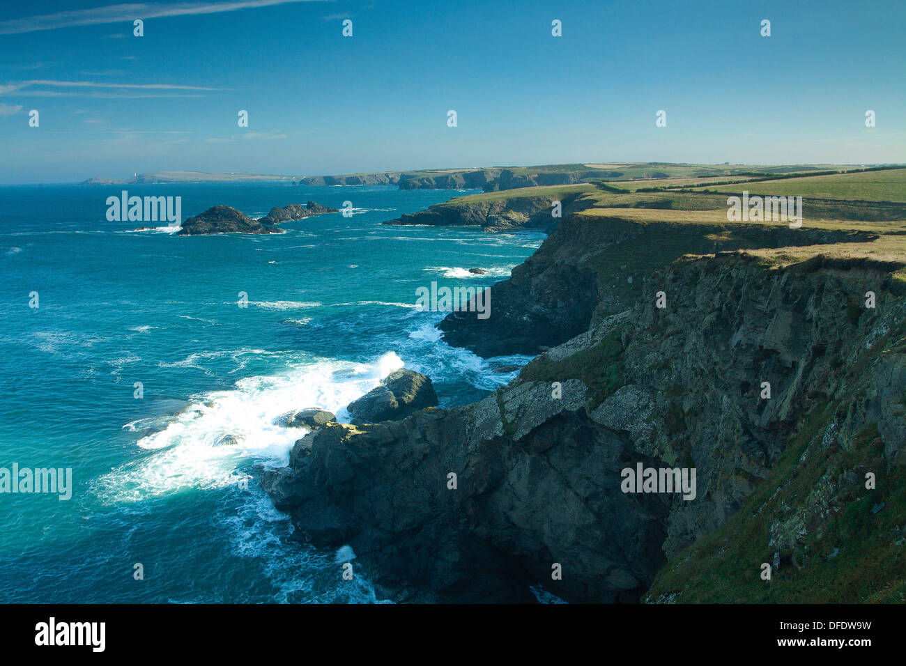 Trevose Head from Porth Mear near Bedruthan Steps, Cornwall Stock Photo