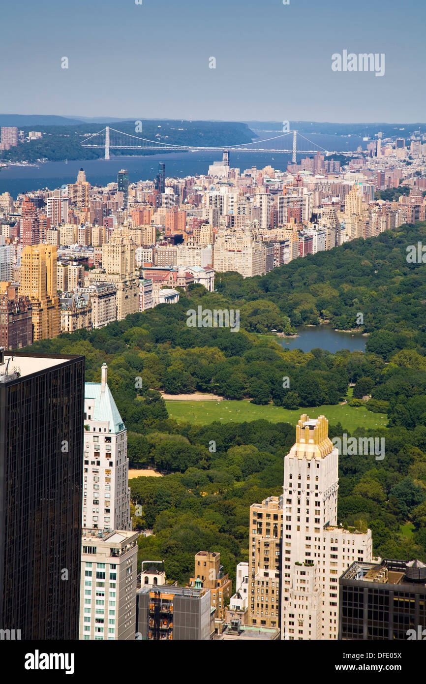 Views of Manhattan's Central Park, Upper West Side and George Washington Bridge Stock Photo