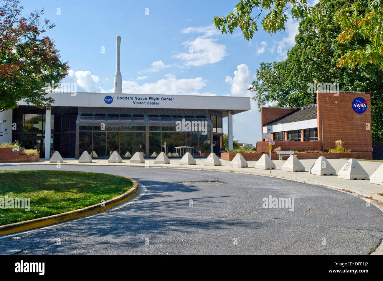 There are no tours at the closed Visitors Center at the NASA / Goddard Space Flight Center in Greenbelt, Maryland on Tuesday, October 1, 2013. NASA had to close the facility due to Congress not passing a funding bill by midnight September 30. Credit: Ron Sachs / CNP Stock Photo