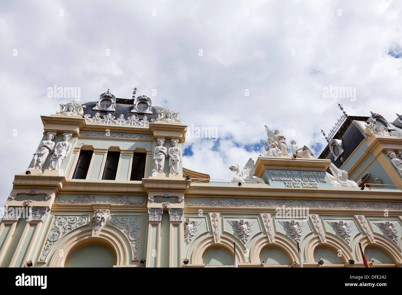 The ornate facade of the Circulo de Amistad 12 Enero building in Santa Cruz, tenerife, canary Islands, Spain Stock Photo