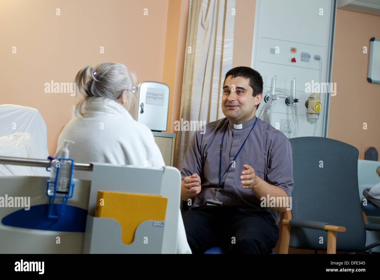 Chaplain on hospital visit Stock Photo Alamy