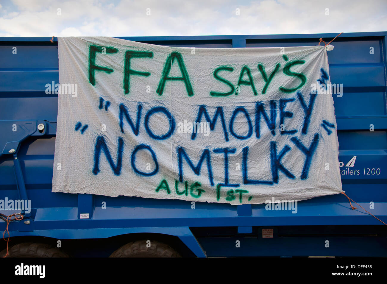 Milk protest at the Robert Wiseman Dairy, Droitwich, Worcestershire, UK