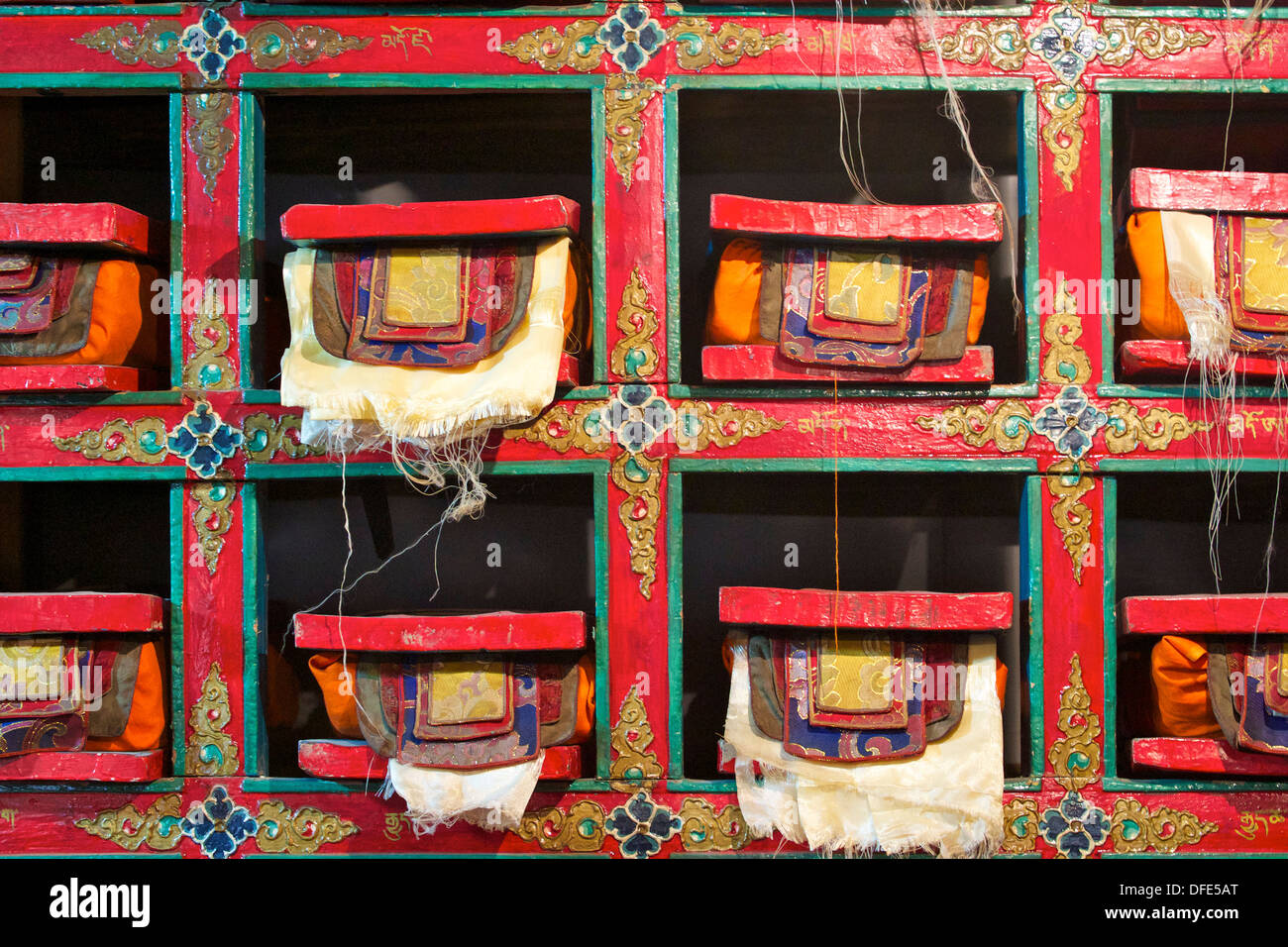 Sacred texts, Namche monastery, Namche Bazaar, Nepal, Asia Stock Photo