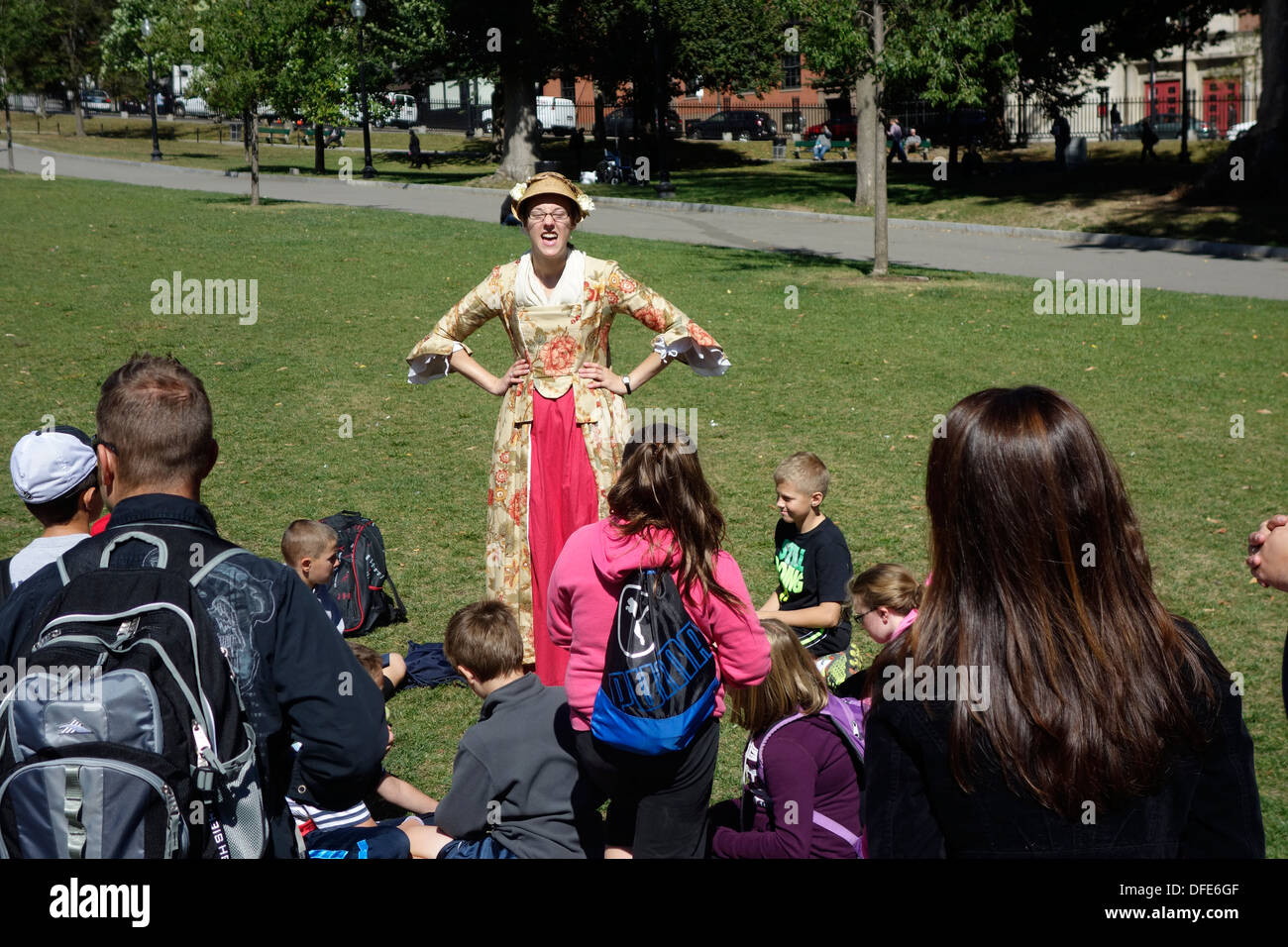 costumed guide in Boston Common Stock Photo