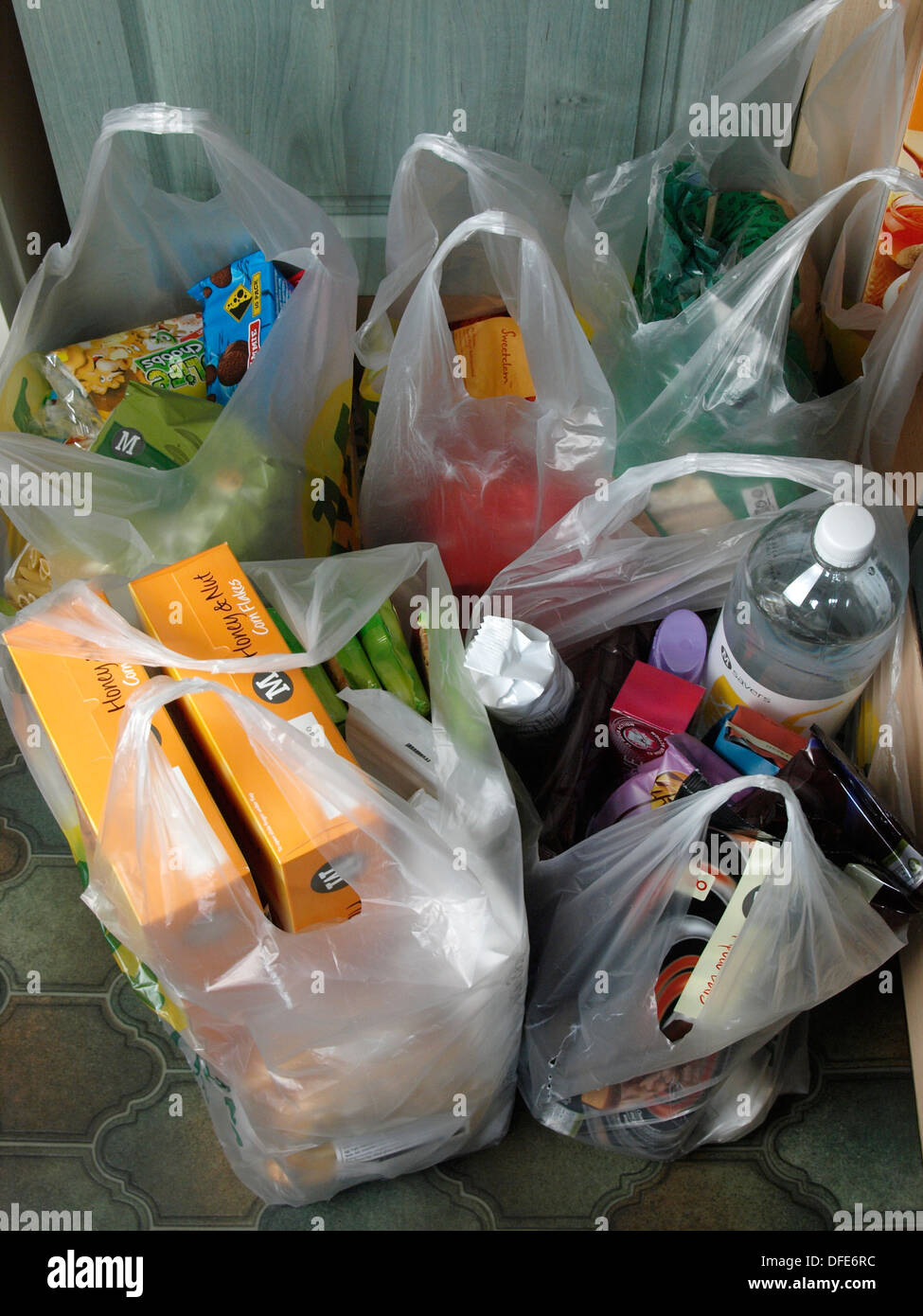 Bags of shopping from Morrisons, UK Stock Photo