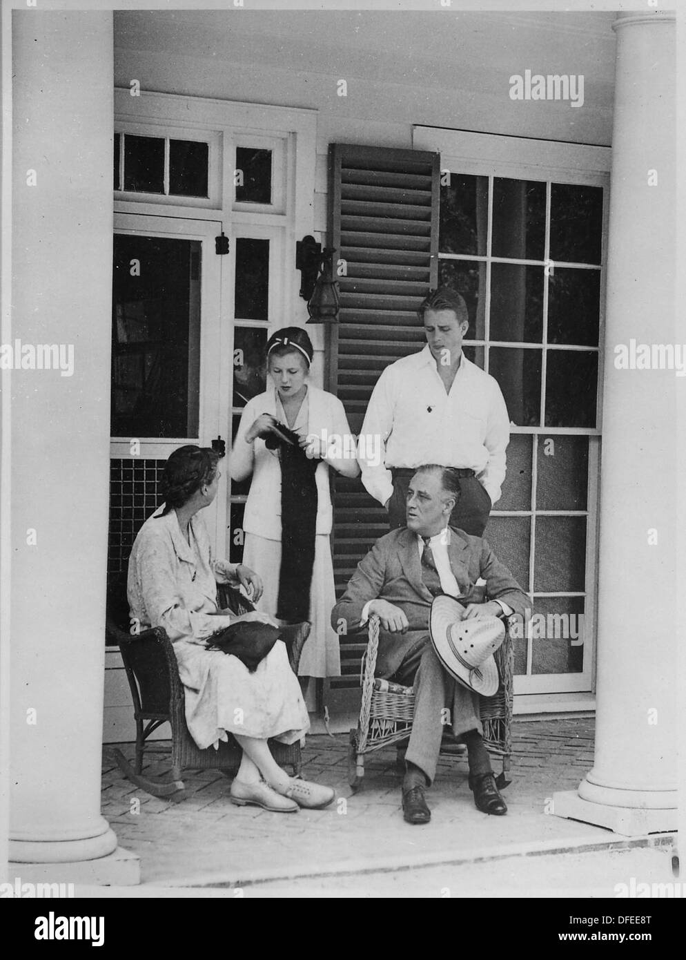 A photograph of Franklin D. Roosevelt, Eleanor Roosevelt, and their son ...