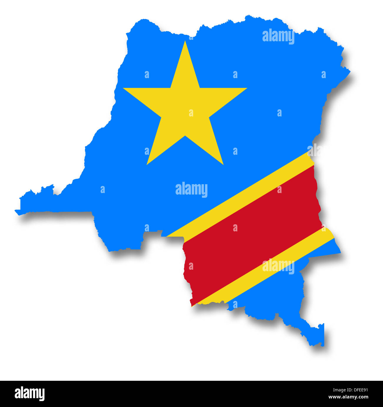 Map and flag of Democratic Republic of the Congo Stock Photo