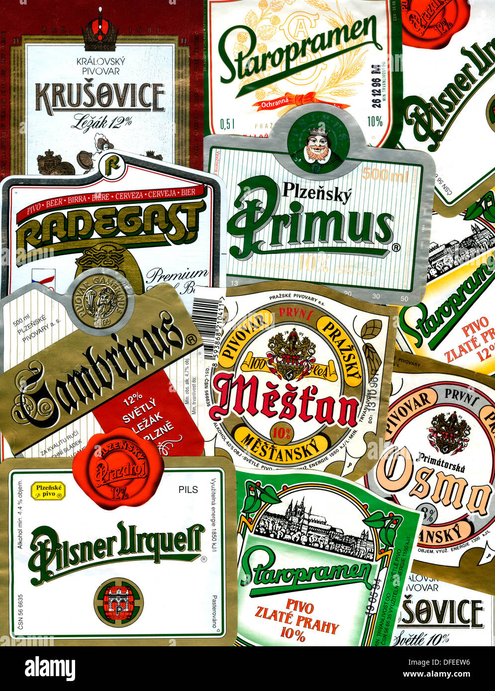 CZECHOSLOVAKIA Lot of 100 beer labels from Czech Breweries VERY NICE 100CZE023 