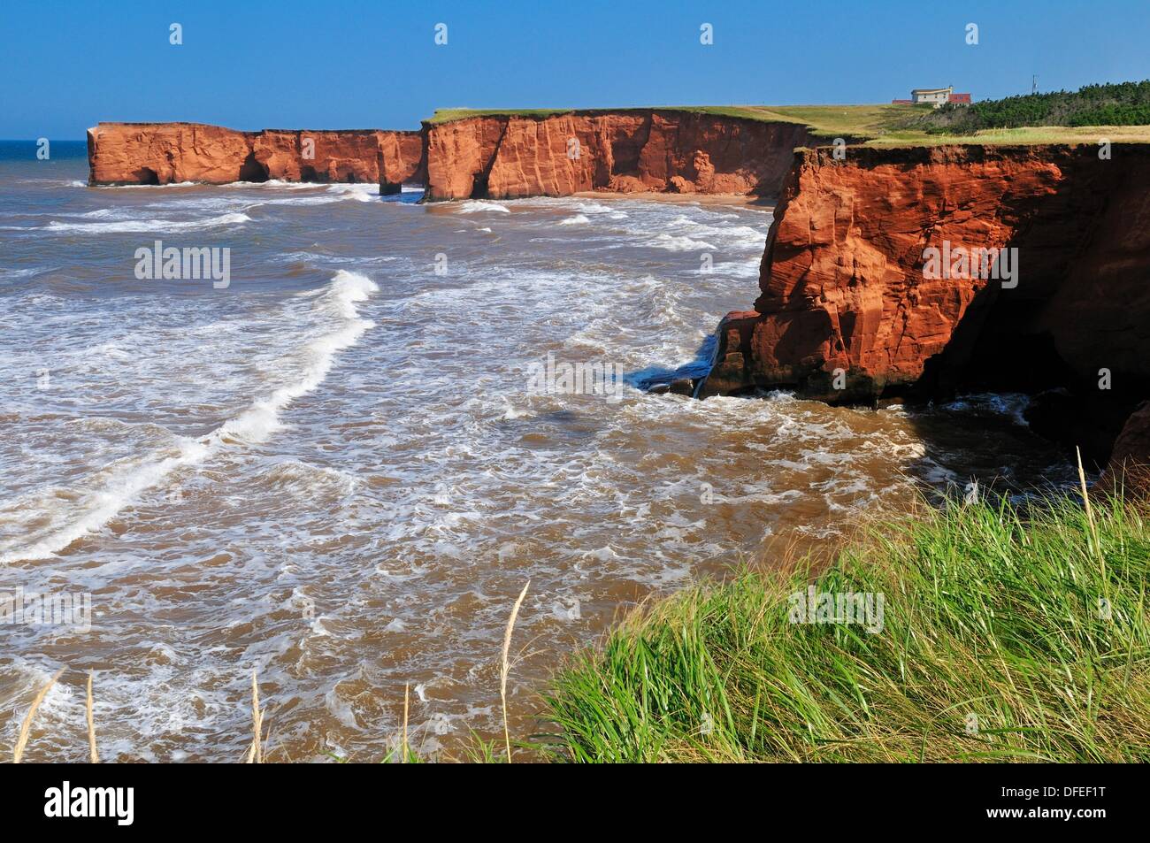 Red Cliffs At La Belle Anse Ile Du Cap Aux Meules Iles De La Stock Photo Alamy