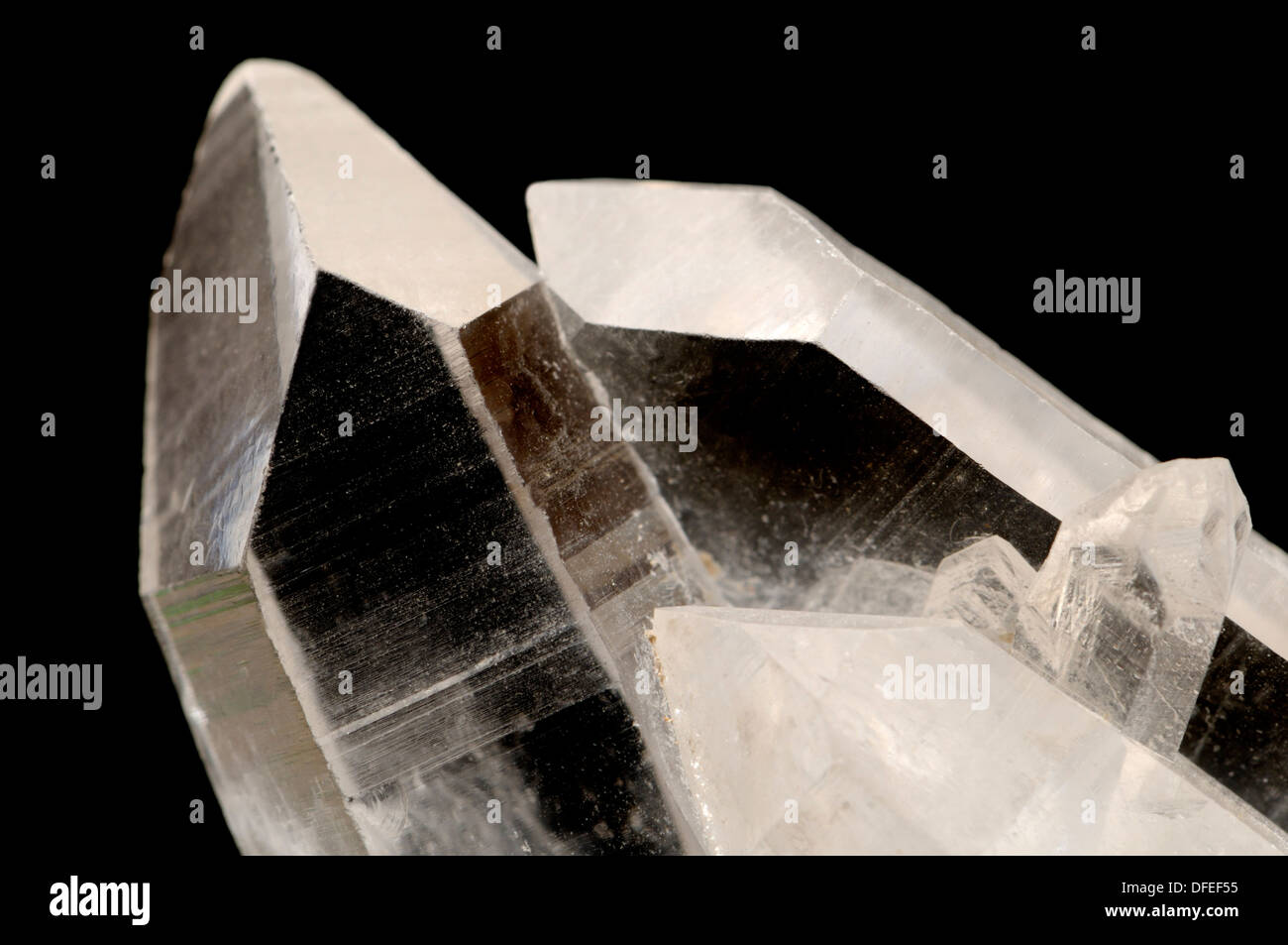 Clear Quartz twinned crystals Stock Photo