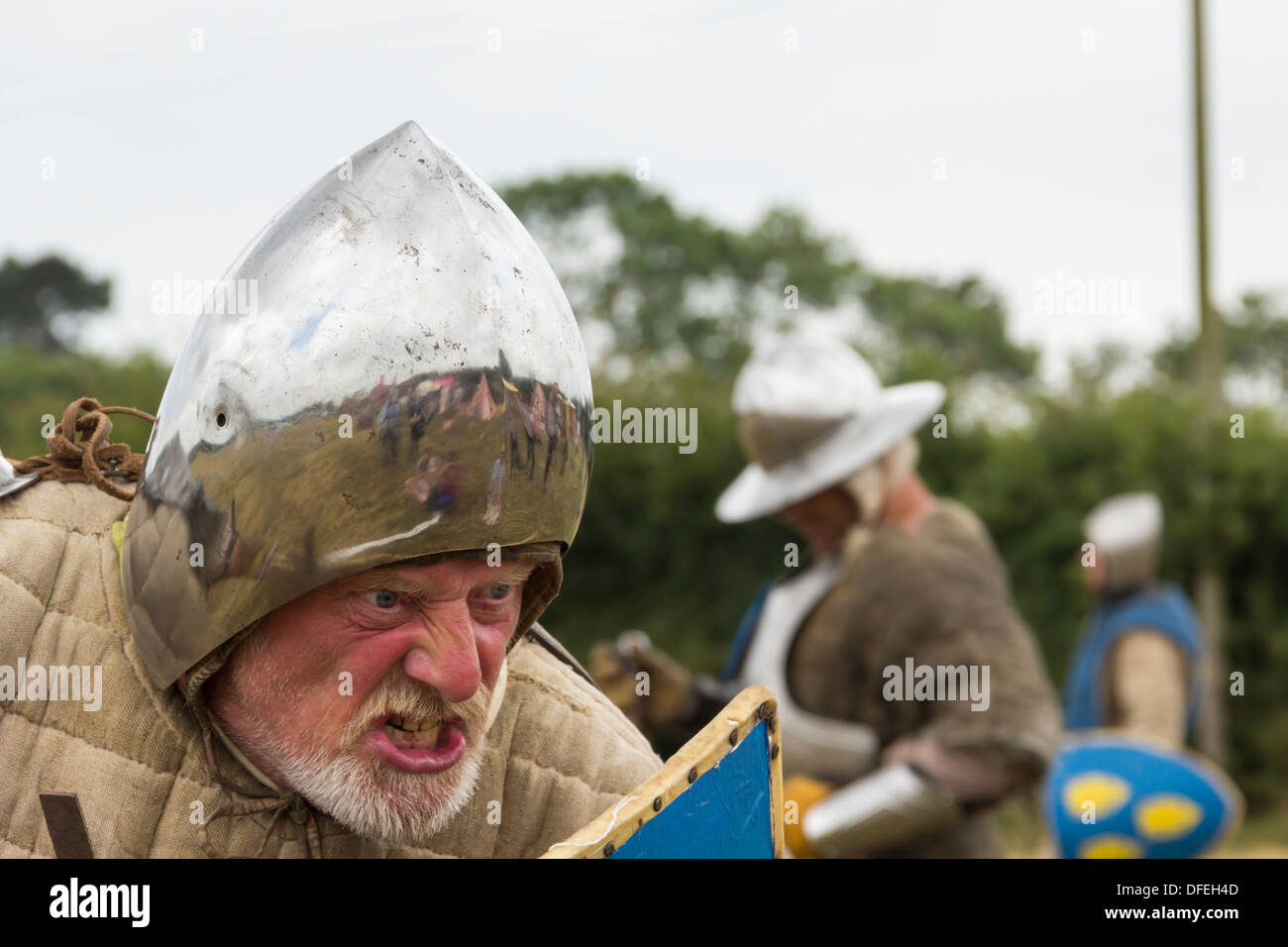 The Shrewsbury Levy medieval reenactment group at Battlefield1403 visitor centre marking the anniversary of Battle of Shrewsbury Stock Photo