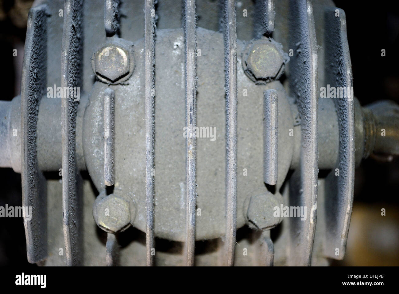 Radiator of the compressor after long work Stock Photo
