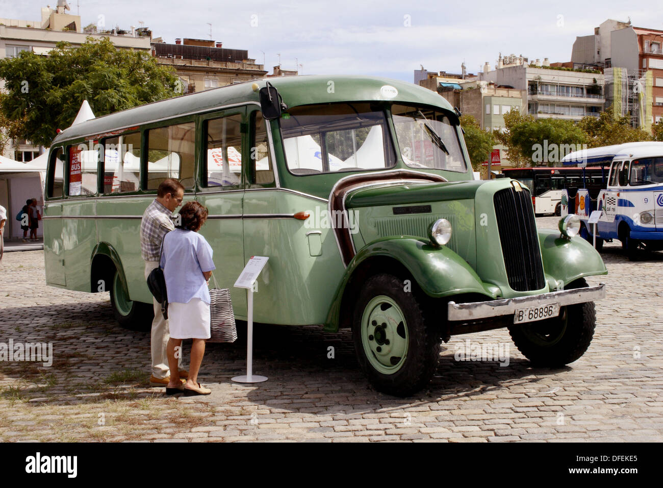 Dodge Brothers 240 (bodywork Majoral) bus, 1939. Exhibition of old buses in Barcelona Stock Photo