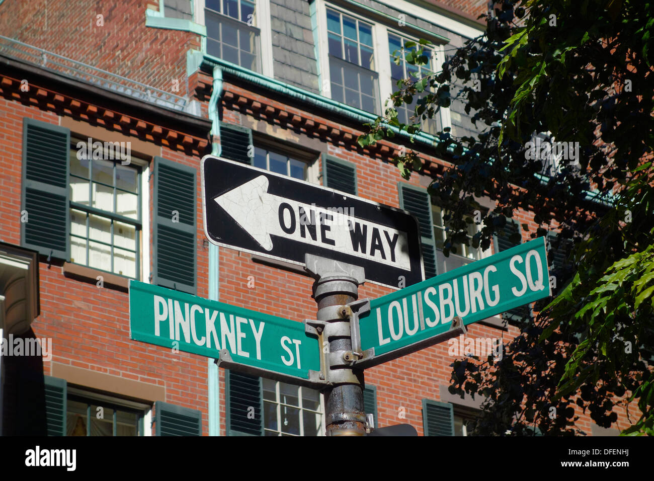 intersection of Pinckney Street and Louisburg Square Stock Photo Alamy