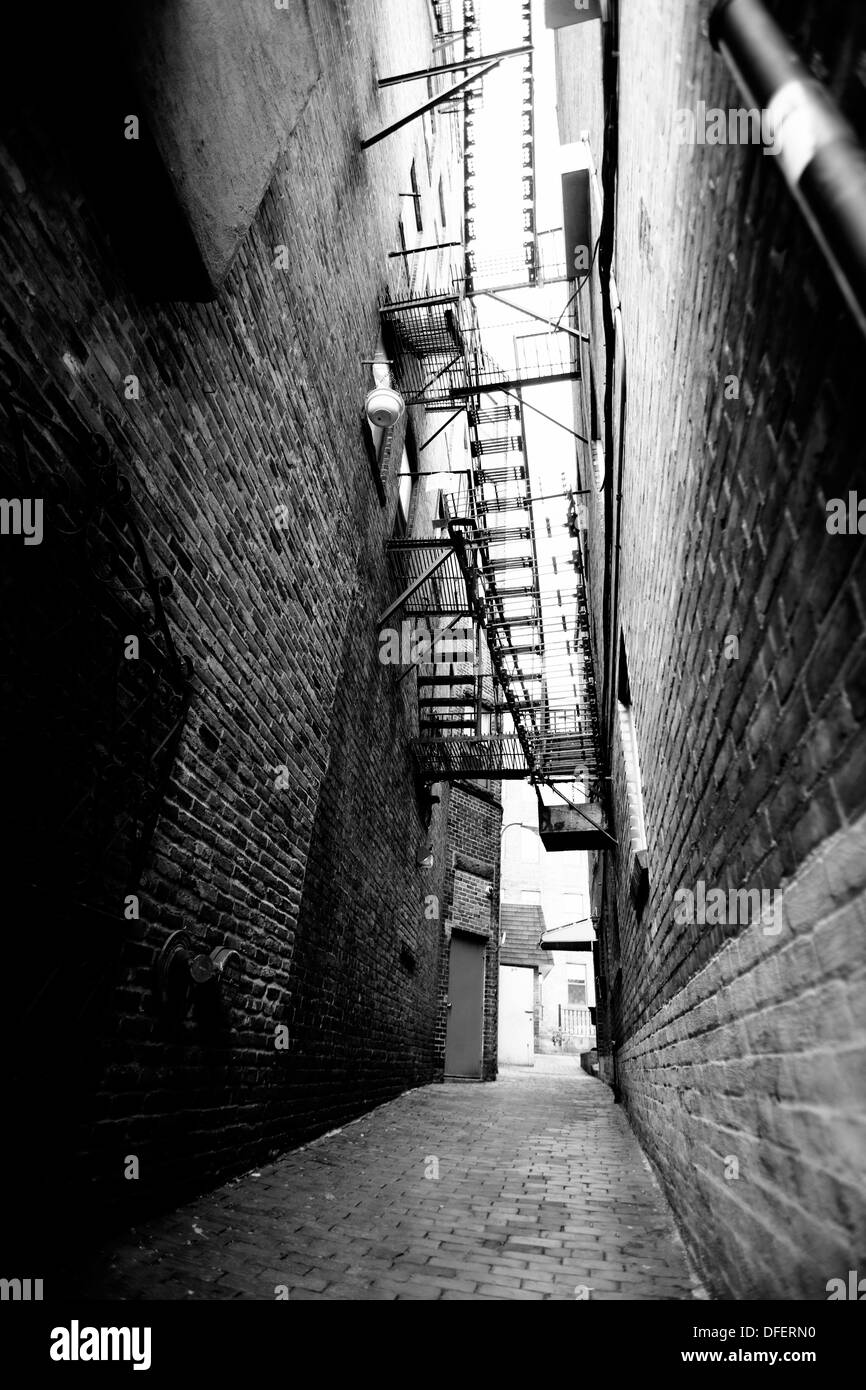 Fire escape brick alley Black and White Stock Photos & Images Alamy