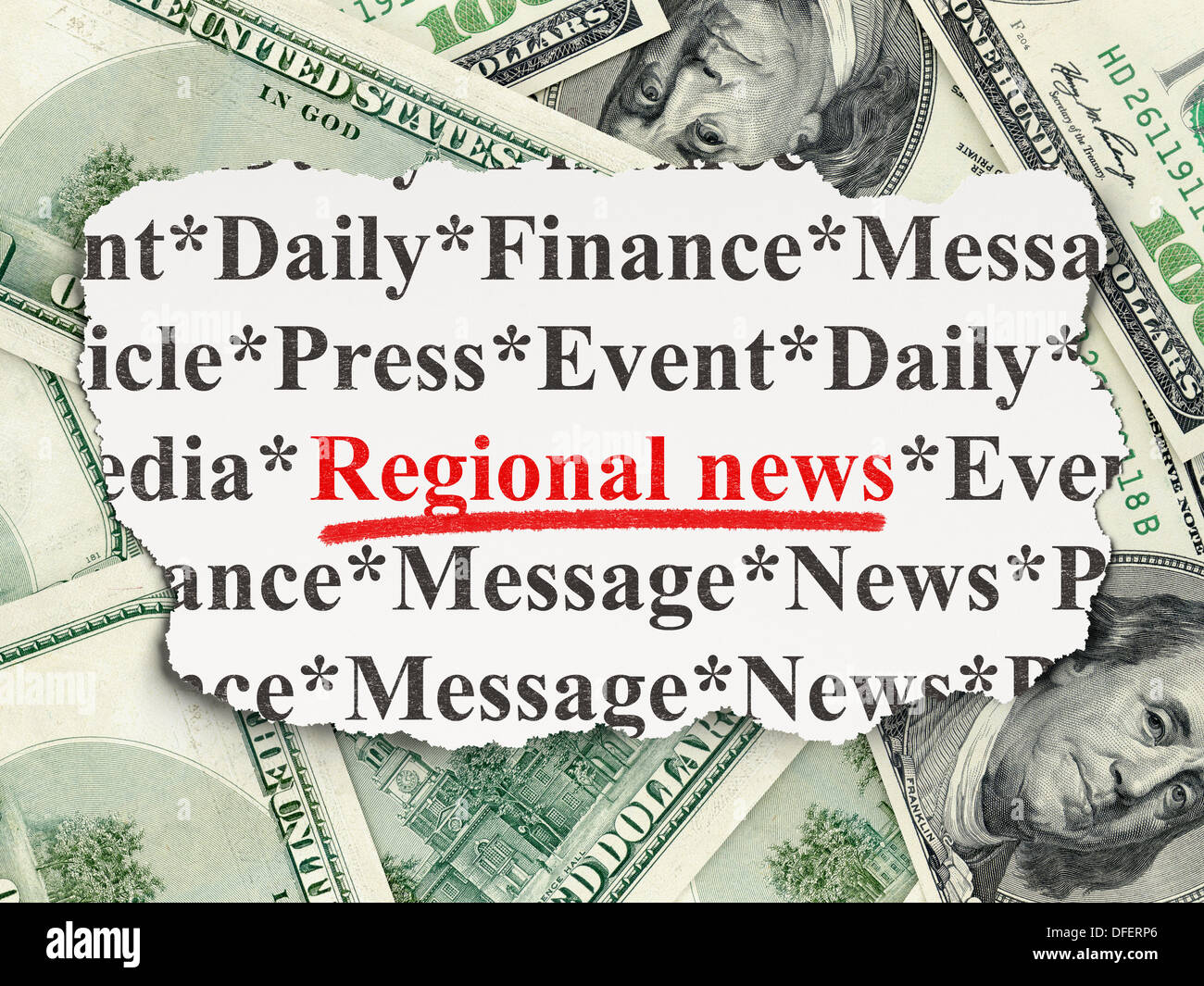 News concept Regional News on Money background Stock Photo Alamy