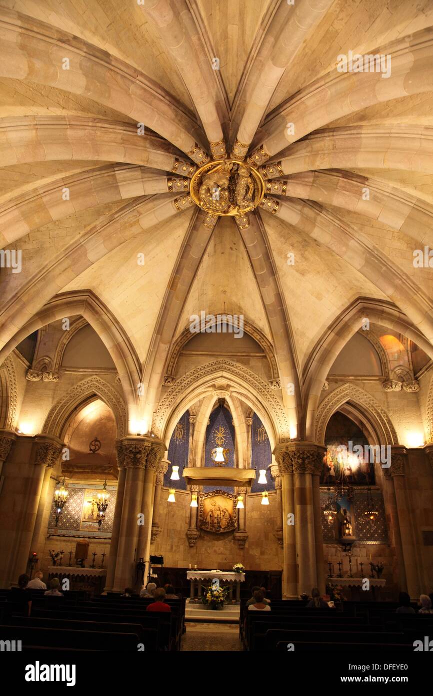 Sagrada Familia Chapel where the grave of the famous architect, Antoni Gaudi, Barcelona, Spain