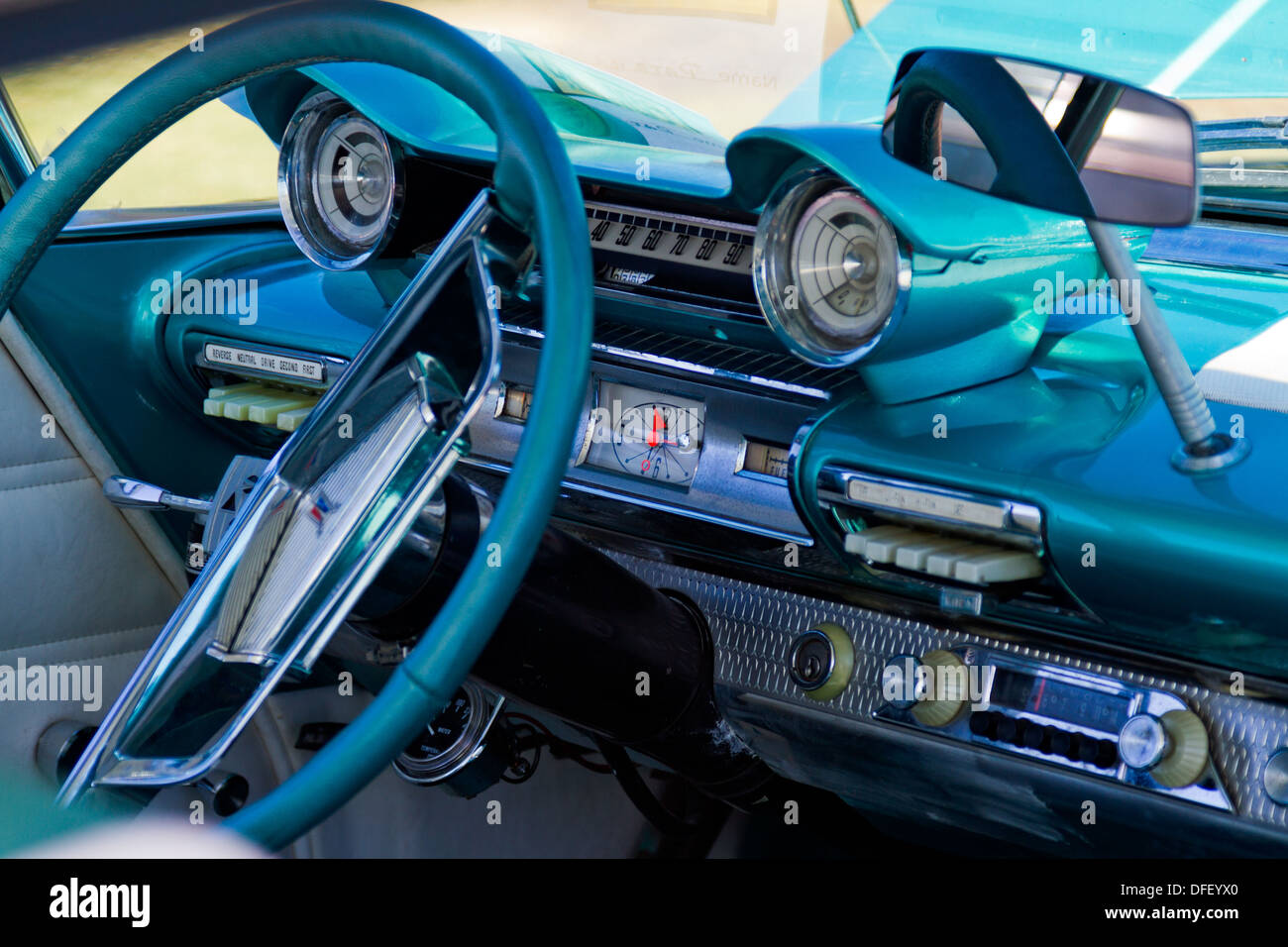 Interior Closeup Showing Details Of Dashboard Of A 1961