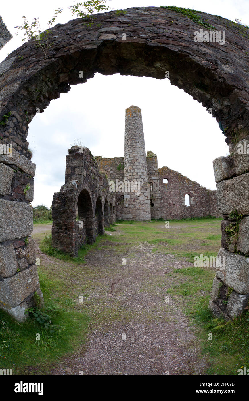 Disused mine buildings at Wheal Frances, Four Lanes, Cornwall Stock Photo