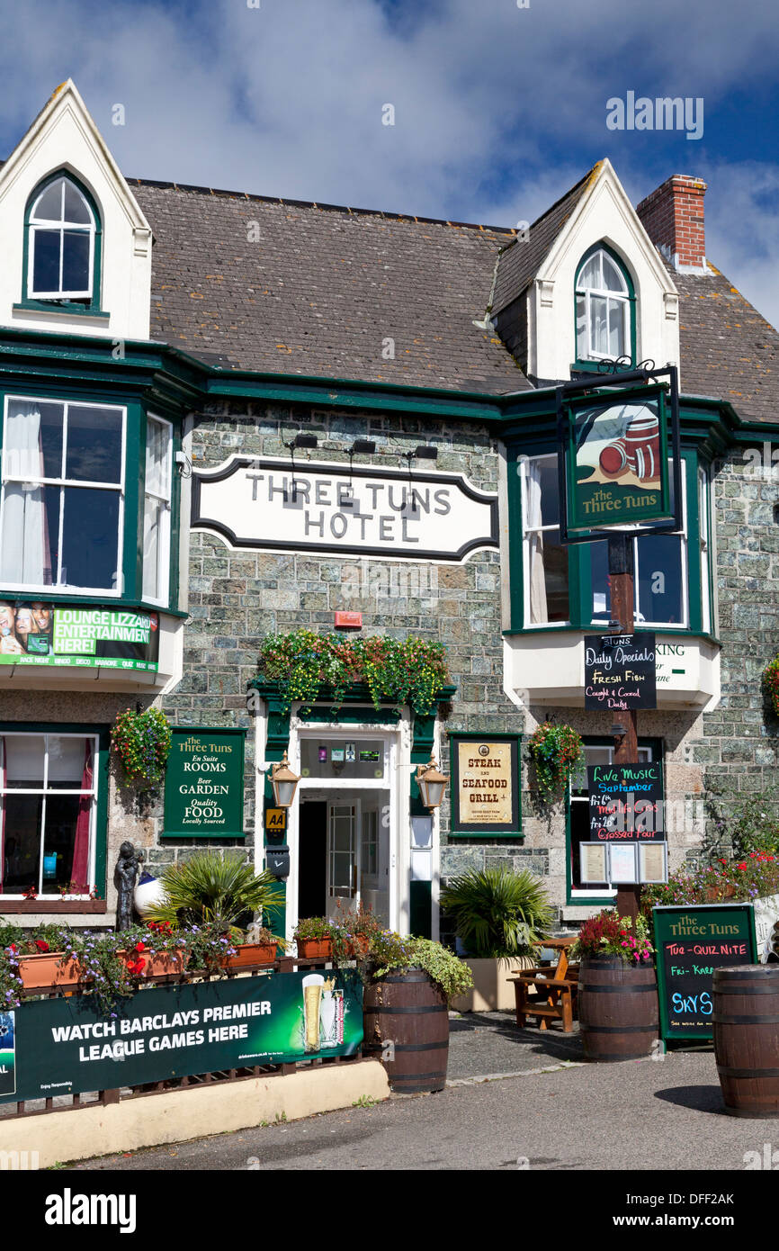 The Three Tuns hotel, St Keverne, Cornwall Stock Photo