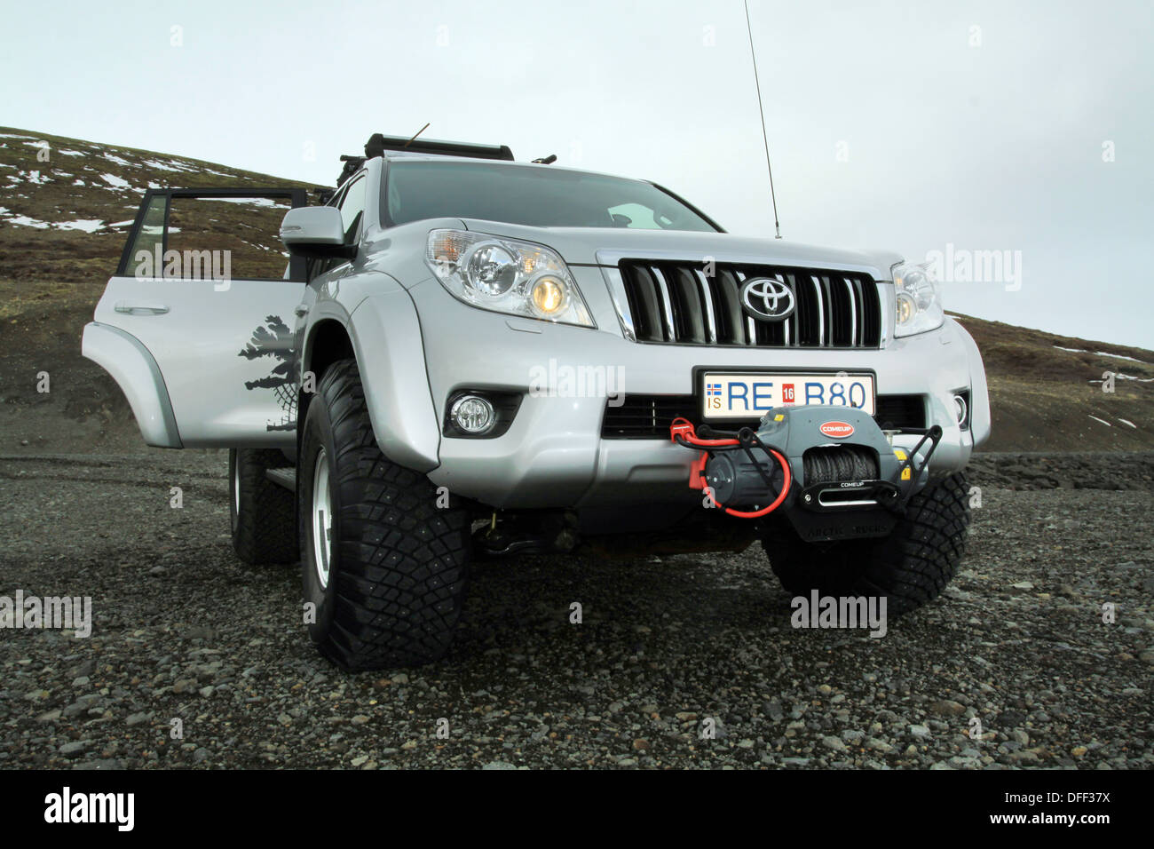 Highly modified Toyota Landcruiser for Arctic travel Stock Photo