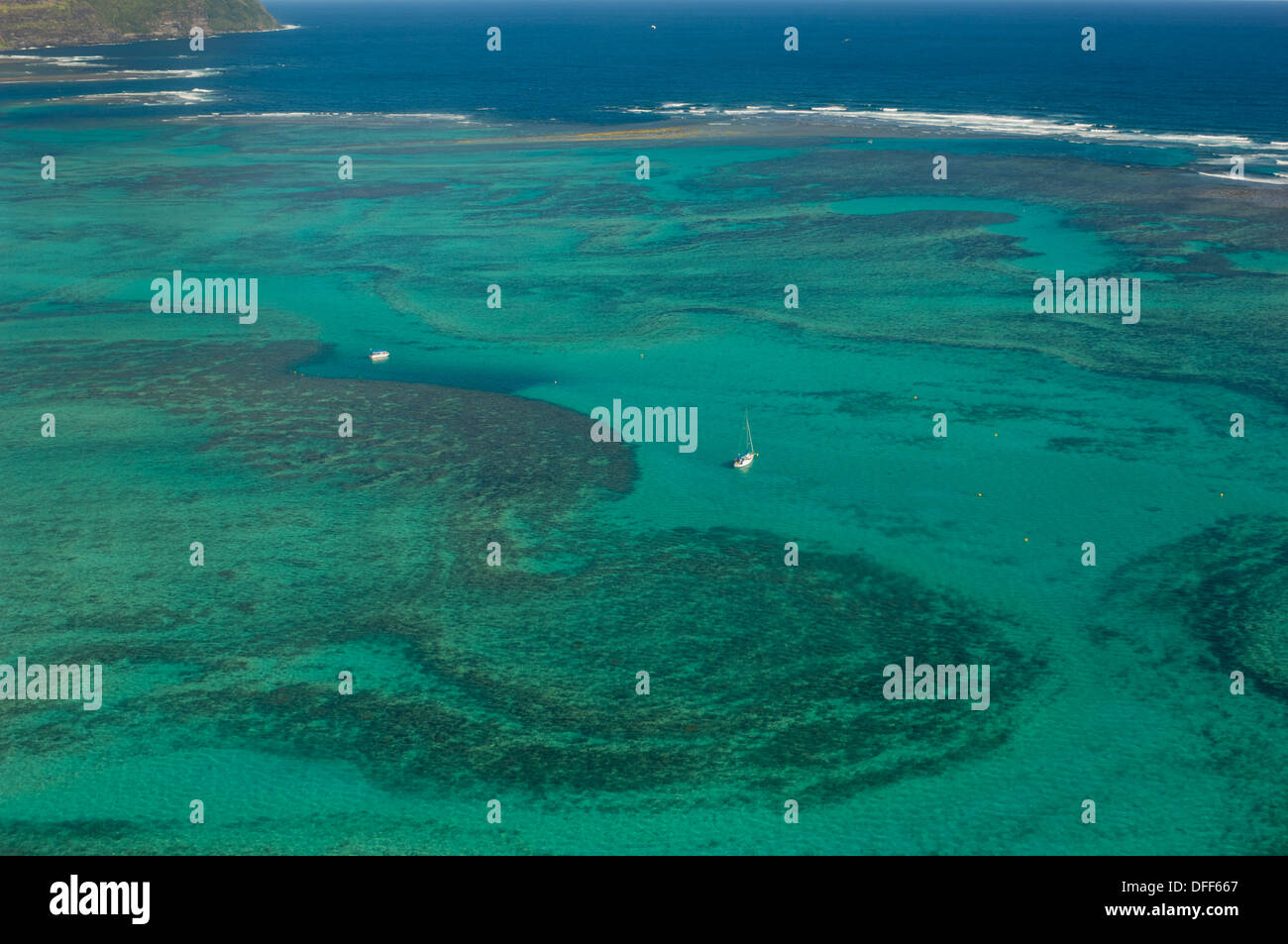 Aerial shot of the lagoon, Lord Howe Island, NSW, Australia Stock Photo