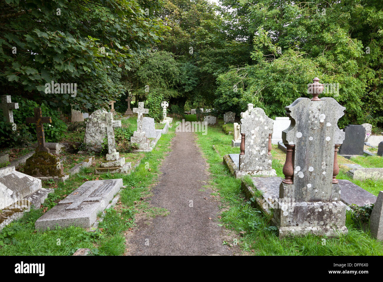 Gravestones in the churchyard, Sancreed, Cornwall Stock Photo