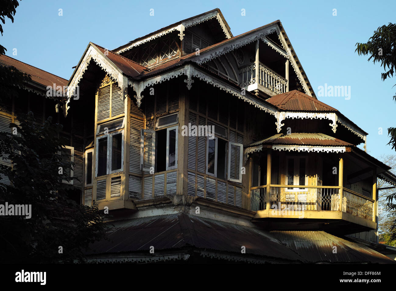 Colonial era Yangon residence Stock Photo
