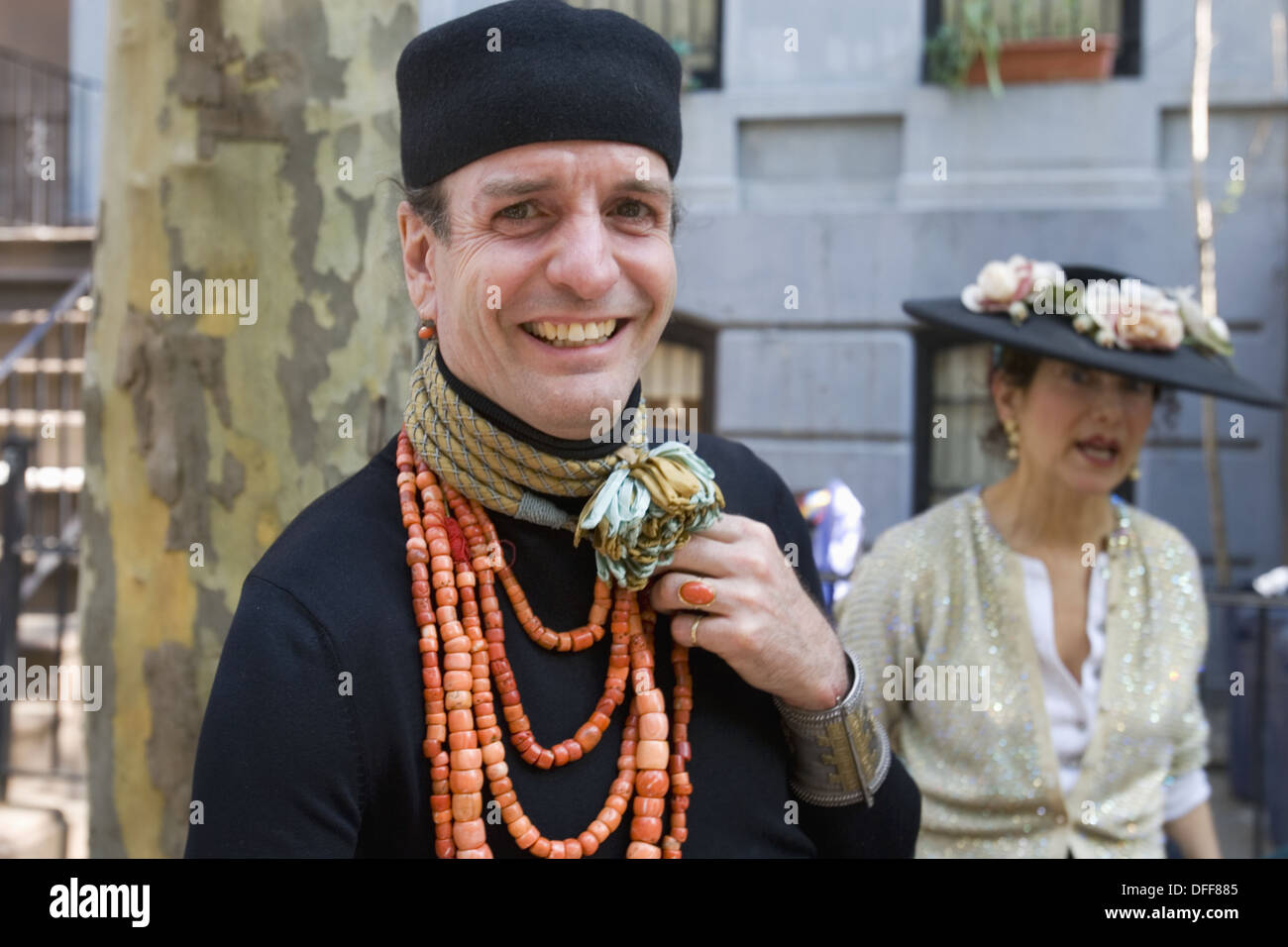 Man in Greenwich village with pillbox hat Stock Photo Alamy