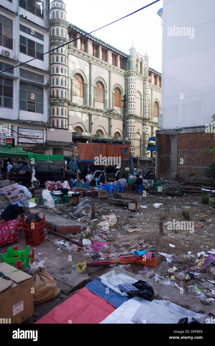 Trash-filled lot, Yangon, Myanmar Stock Photo