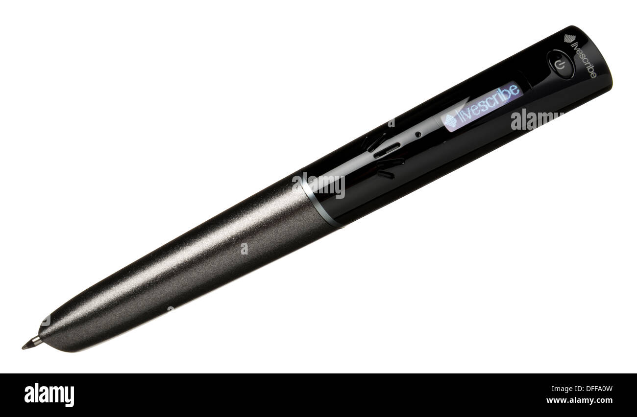 Livescribe stylus or smartpen used to used to input words and ideas from paper to computer Stock Photo
