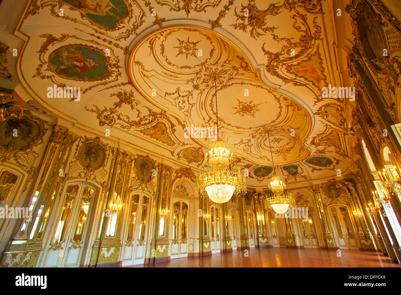 Ballroom, Palacio de Queluz, Lisbon, Portugal, Iberian Peninsula, South West Europe Stock Photo
