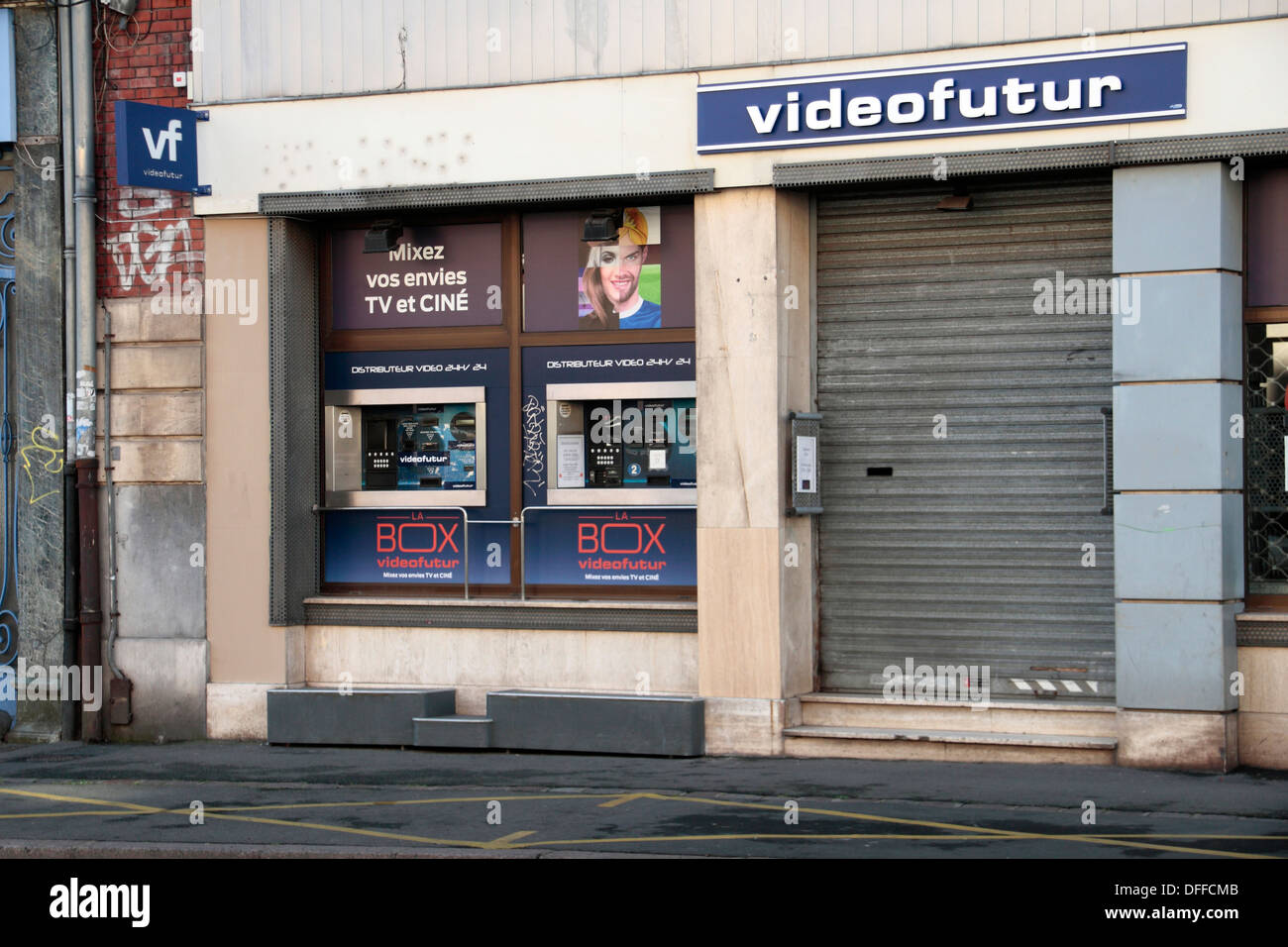 A closed video/DVD shop (videofutur) in Lille city centre, Nord-Pas-de-Calais,  Nord, France Stock Photo - Alamy