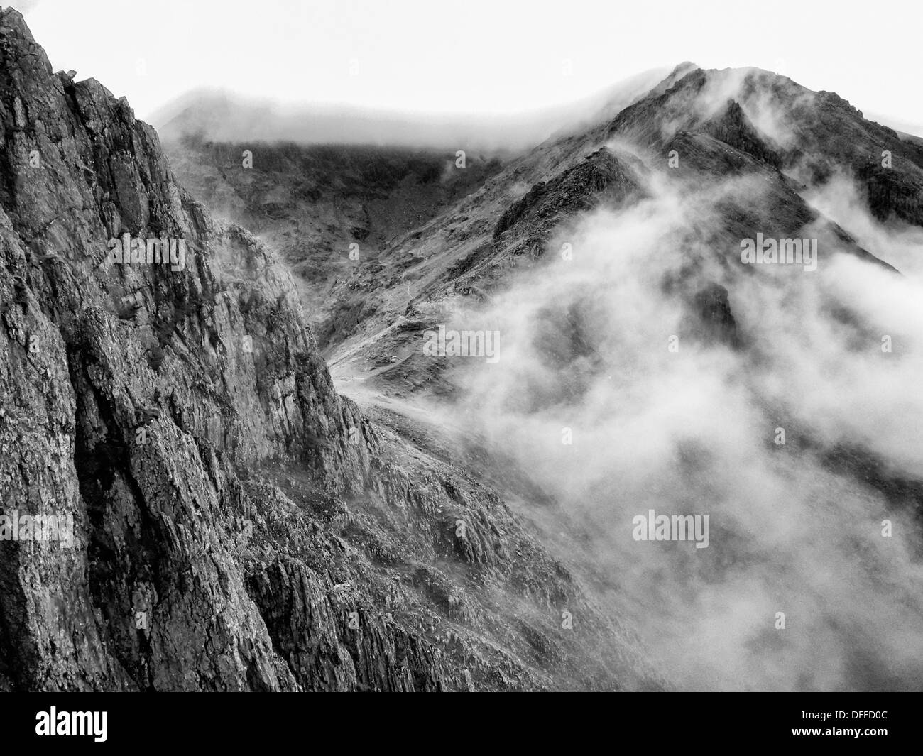 The Snowdon Massif from Crib Goch Stock Photo