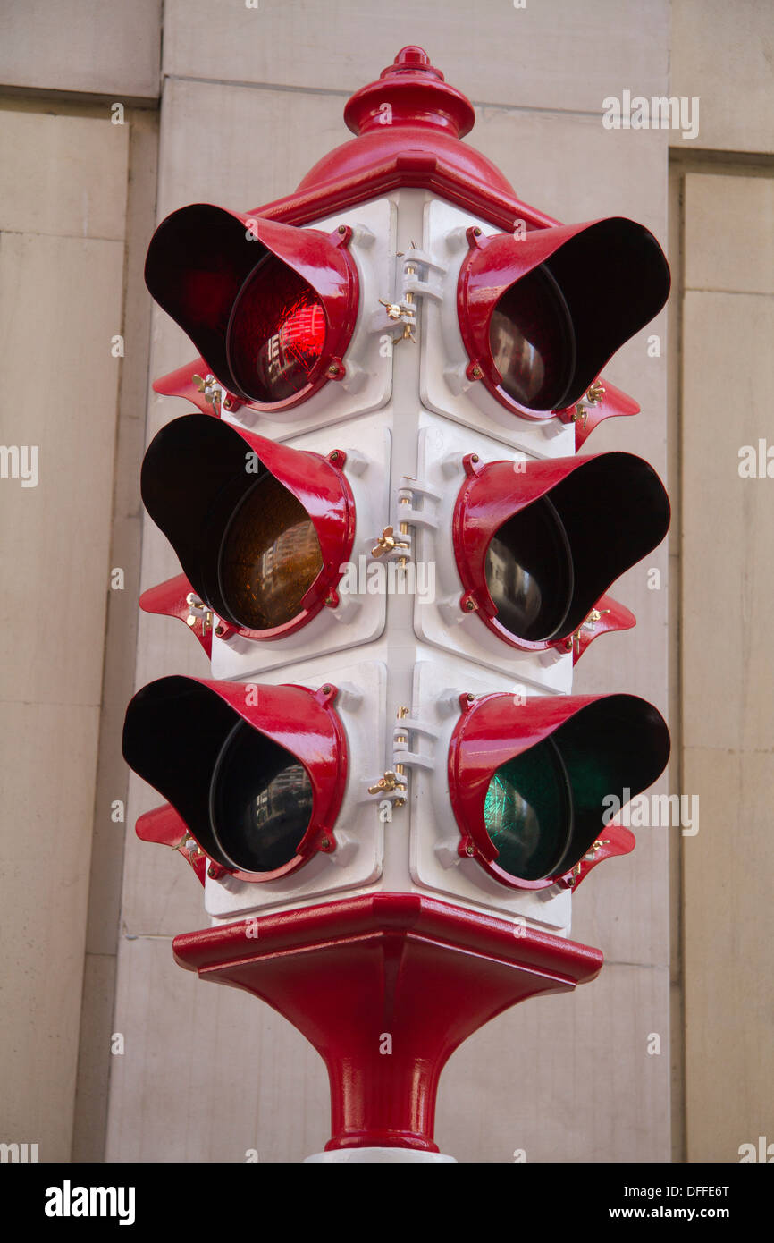 Old Fashioned Traffic Lights on Red And Green Stock Photo - Alamy