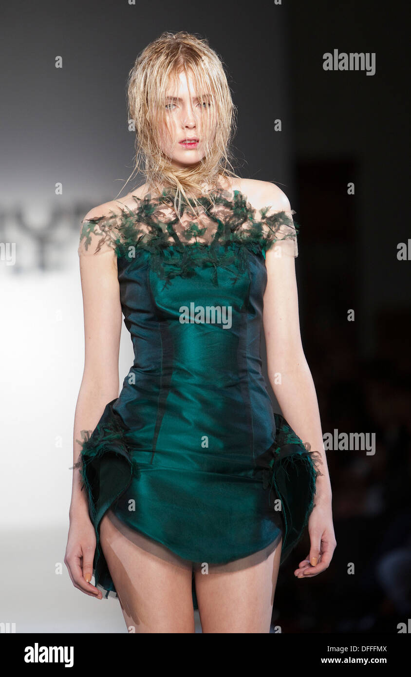 Fashion Fringe catwalk show at London Fashion Week. Collection by Fyodor Golan. Stock Photo