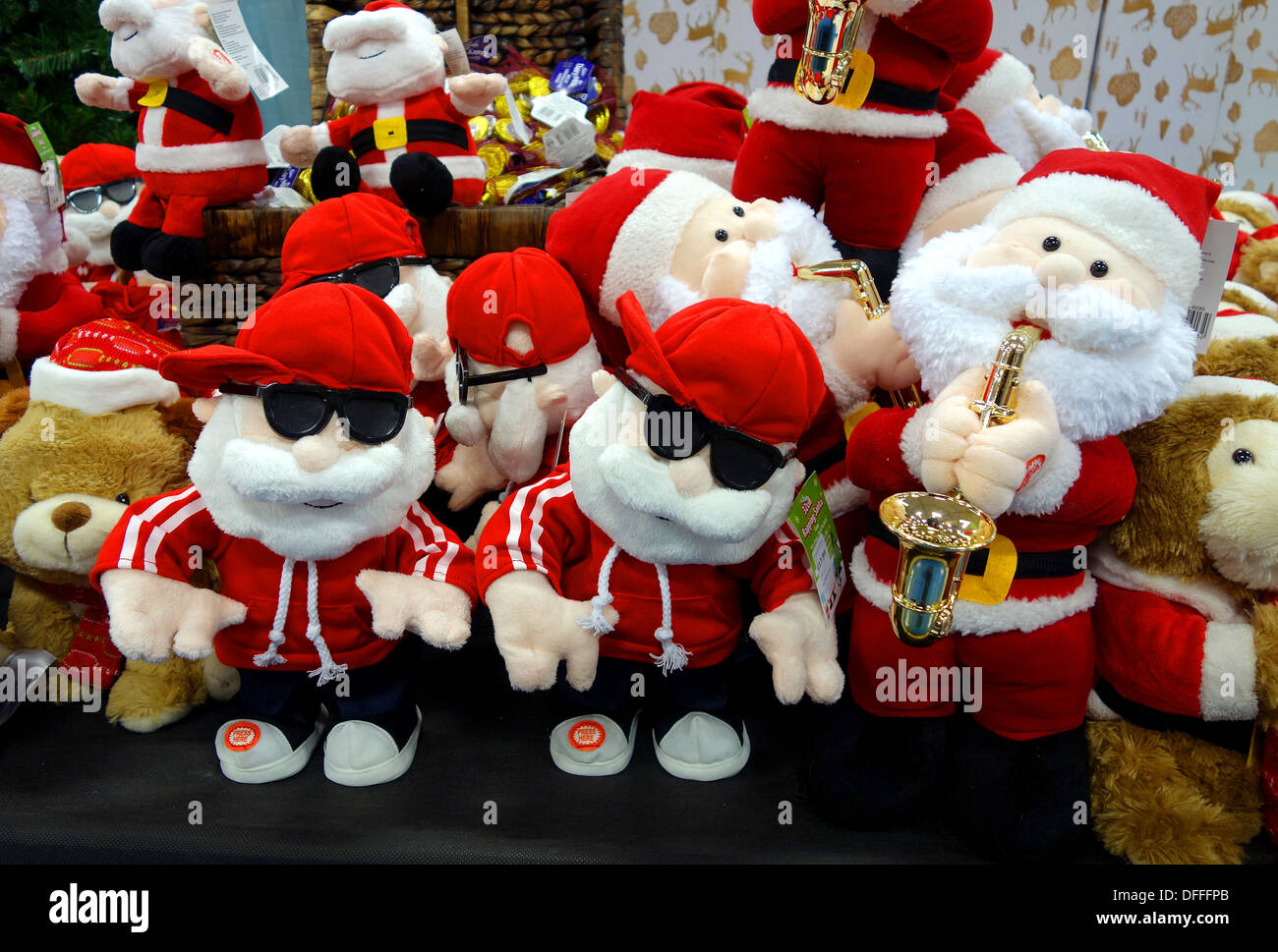 A display of christmas toys in a store Stock Photo