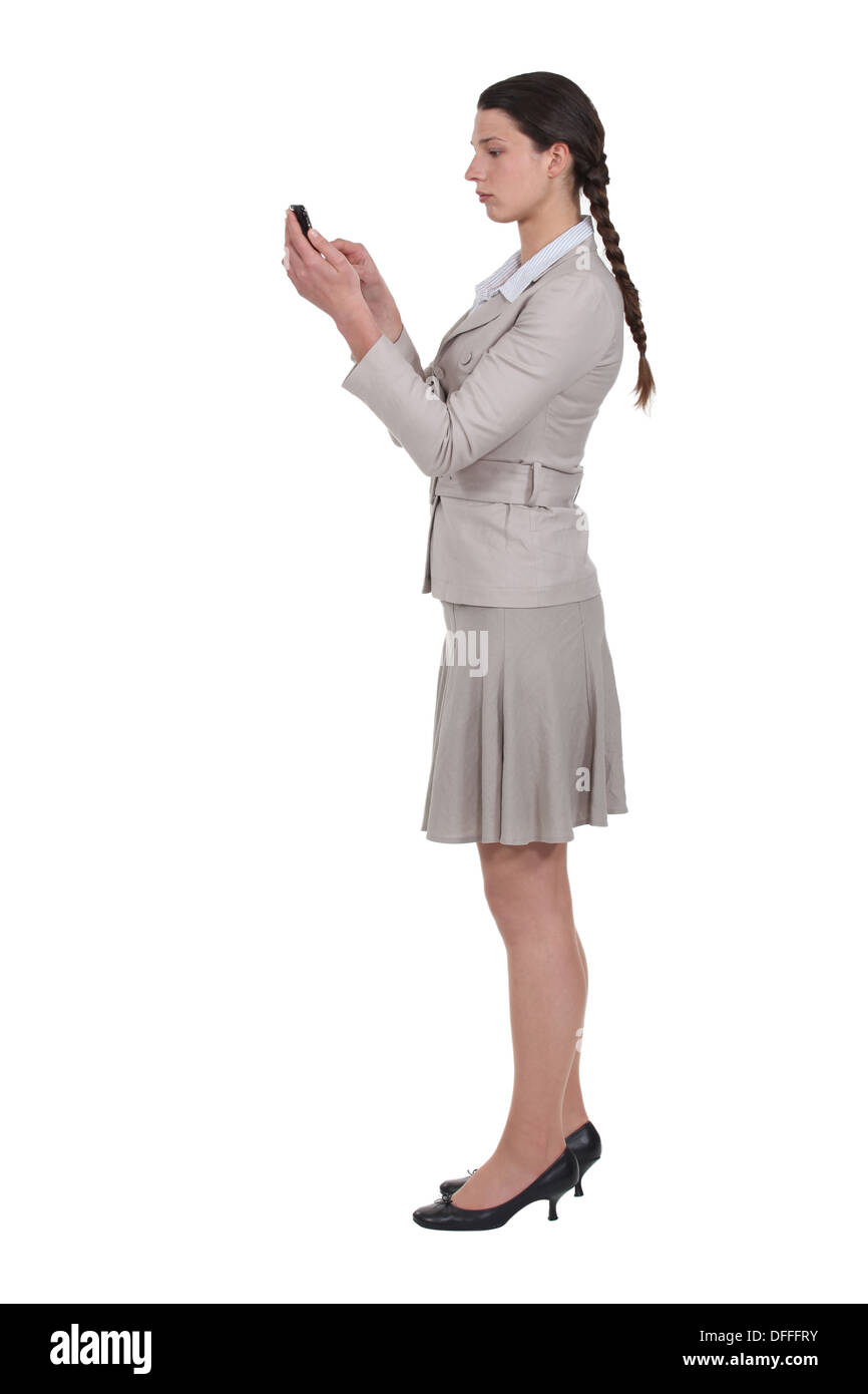 Woman receiving a text message Stock Photo - Alamy