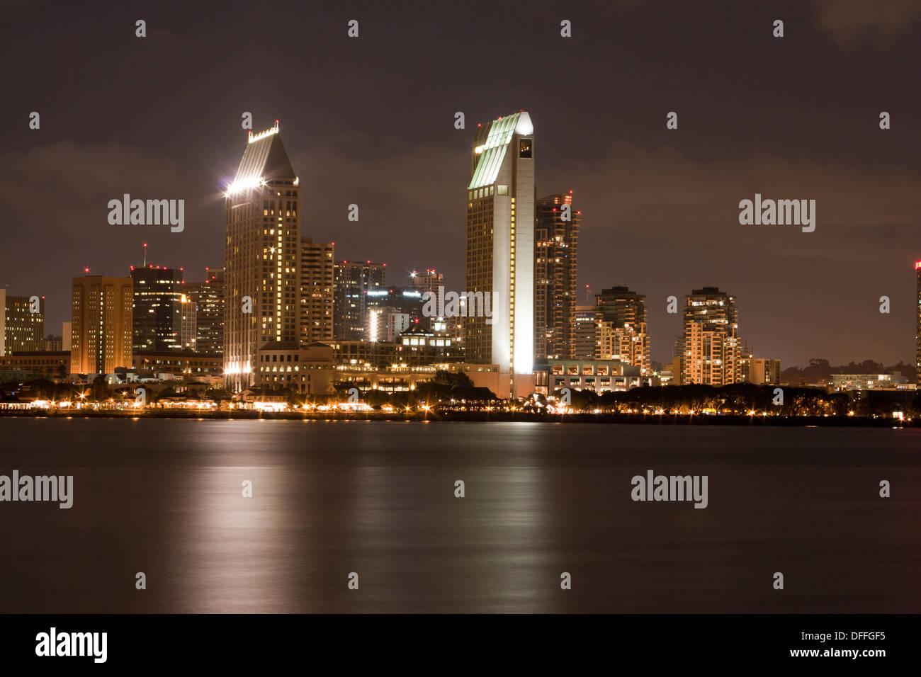 City of San Diego skyline at sunset, CA. Stock Photo