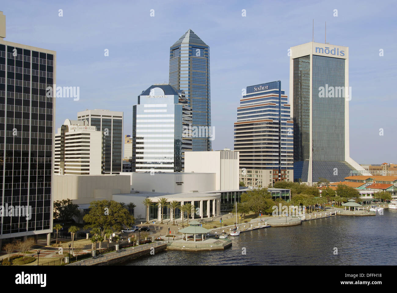 The Jacksonville Landing Riverfront riverwalk recreation and