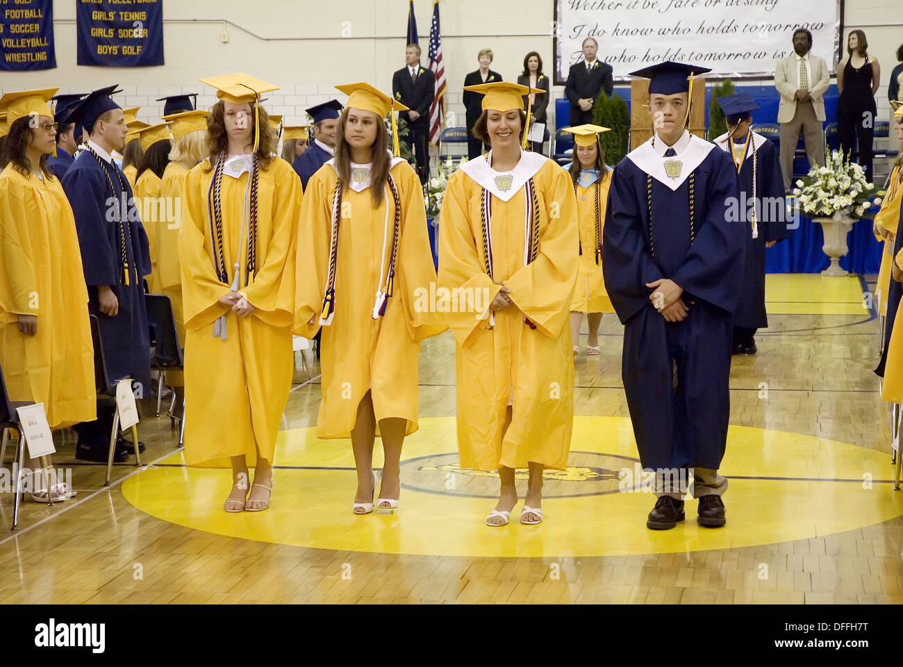 Cap and gown Commencment high school graduation ceremonies at Port